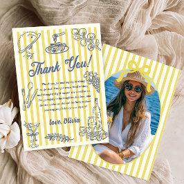 Invitación La Dolce Vita Yellow Stripes Thank You Card