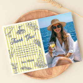 Invitación La Dolce Vita Yellow Stripes Thank You Card Photo 