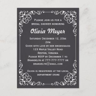 Invitación La ducha adornada de la frontera de la tiza del