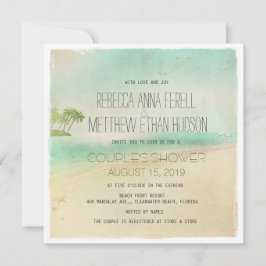 Invitación La ducha artsy del par pacífico de la playa del
