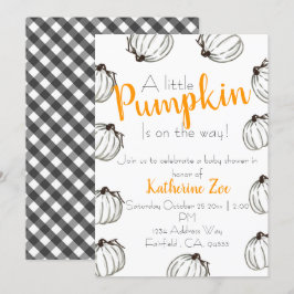 Invitación La ducha de bebé de calabaza negra y blanca invita
