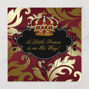 Invitación La ducha de bebé Royal Red and Gold Prince
