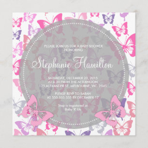 Invitación La ducha de encargo de la niña de las mariposas