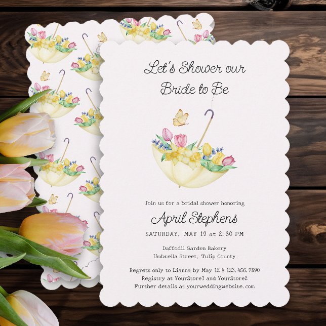 Invitación La ducha de flores de primavera con la futura novi (Spring Flowers Yellow and Pink Bridal Shower Invitation)