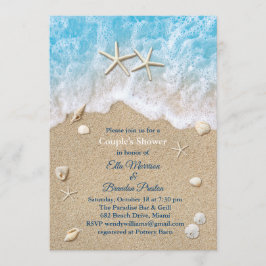 Invitación La ducha de la pareja Blue Beach y Starfish