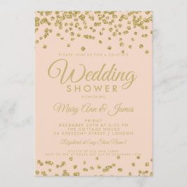 Invitación La ducha de la pareja Confetti Purpurina Gold Faux