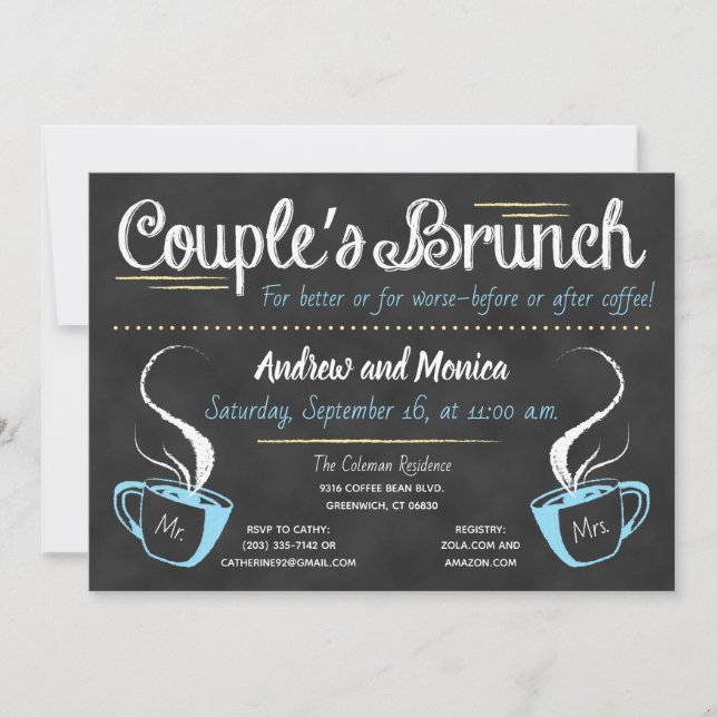 Invitación La ducha de la pareja de Chalkboard es divertida (Anverso)