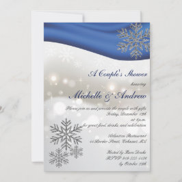 Invitación La ducha de la pareja de copos de nieve Royal Blue