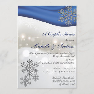 Invitación La ducha de la pareja de copos de nieve Royal Blue