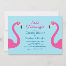 Invitación La ducha de la pareja de Flamingle invita al azul 