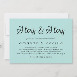 Invitación La ducha de la pareja de Hers y Hers Minimalistas 