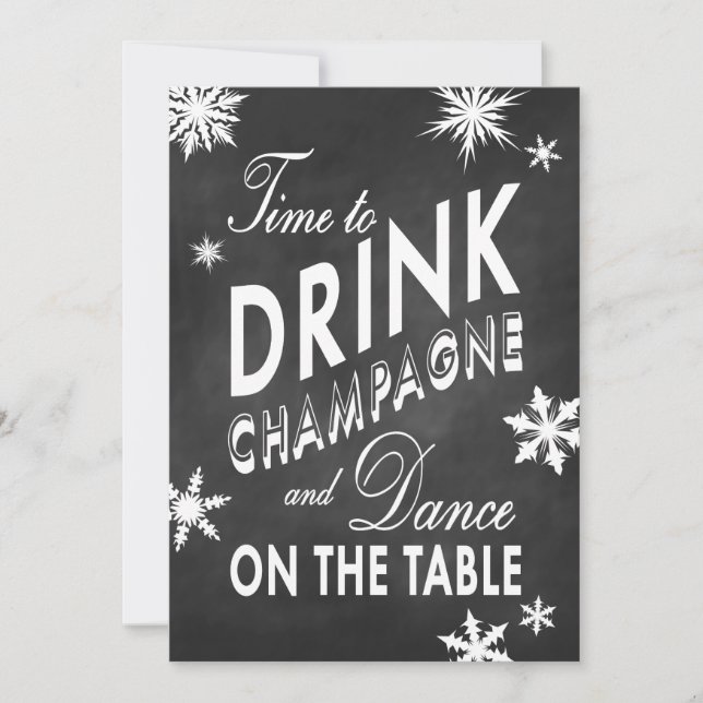Invitación La ducha de la pareja de invierno para beber champ (Anverso)