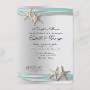 Invitación La ducha de la pareja de Starfish y Ribbon