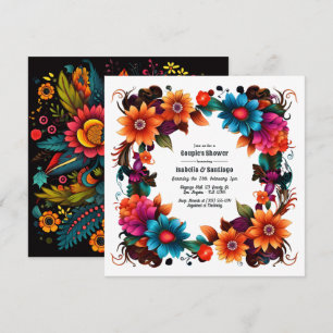 Invitación La ducha de la pareja floral Fiesta Mexicana