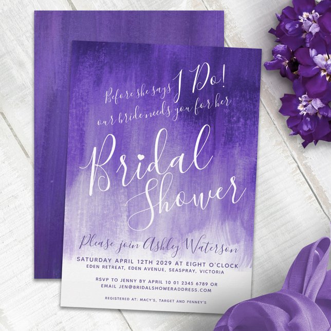 Invitación La ducha de novia con arte morado ultravioleta inv (Subido por el creador)