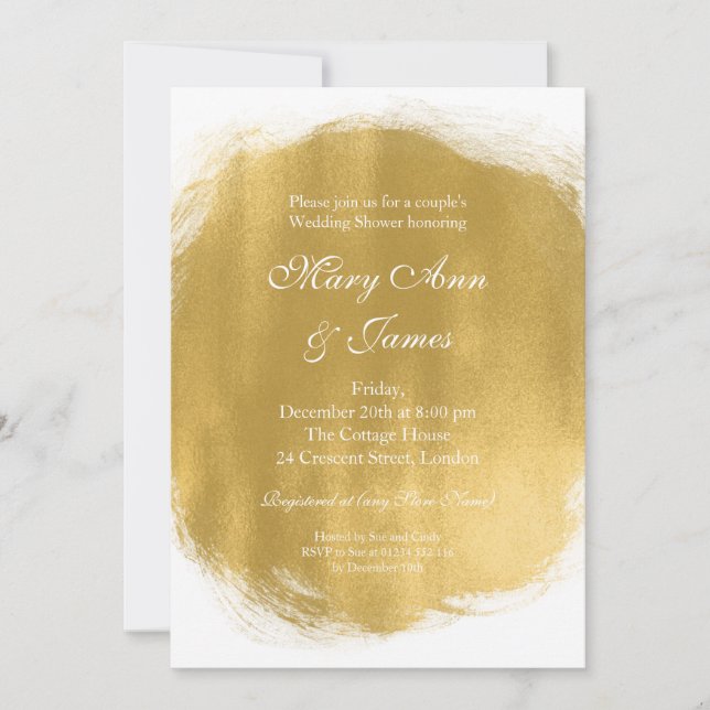 Invitación La ducha de novia con aspecto de pintura de oro (Anverso)