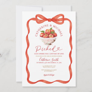 Invitación La ducha de novia de Apple Bow Rojo se pilló mutua
