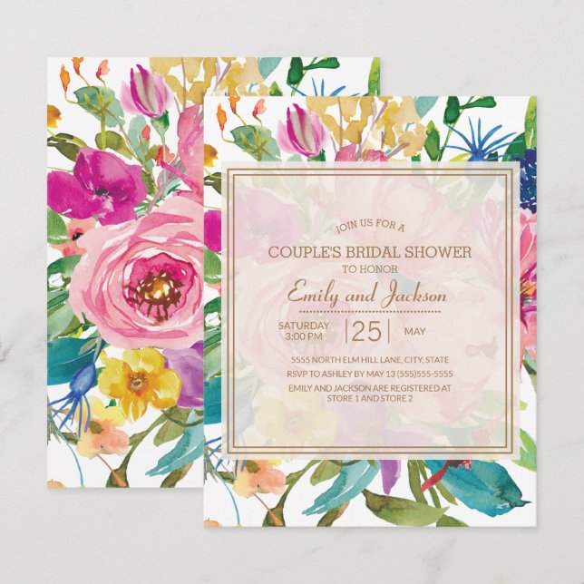 Invitación La ducha de novia de la pareja de escritores flora (Anverso / Reverso)