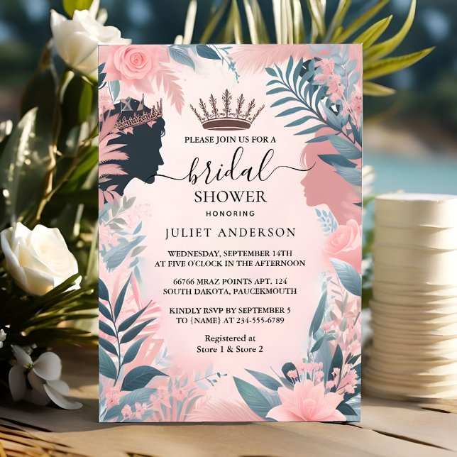 Invitación La ducha de novia rosada de Rubor con el glam Rega (Subido por el creador)