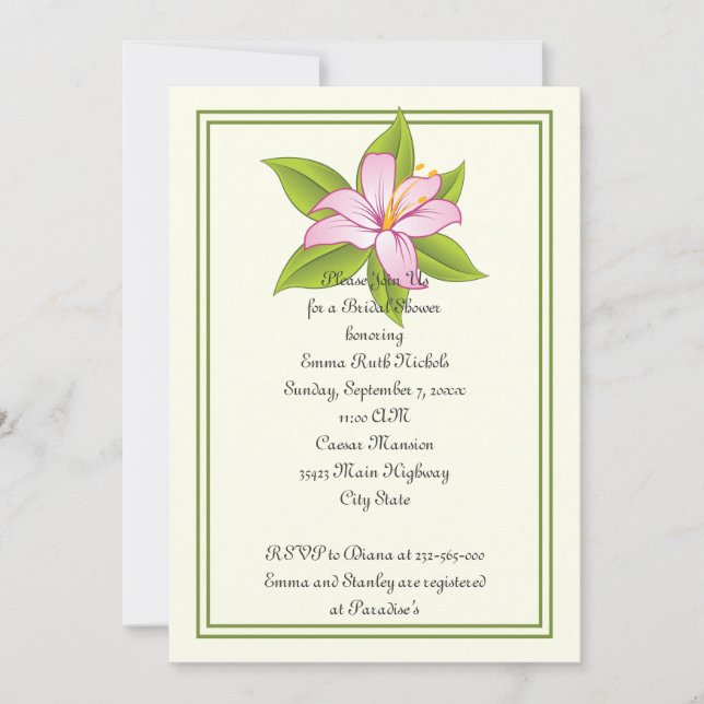 Invitación La ducha de novia Stargazer lily rosa boda invita (Anverso)