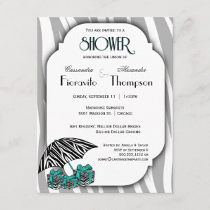 Invitación La ducha del acento del estampado de zebra y del