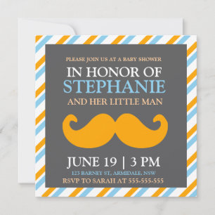 Invitación La ducha del bebé del bigote invita