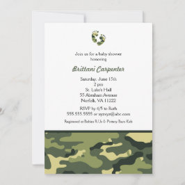 Invitación La ducha del camuflaje del verde del bebé invita a