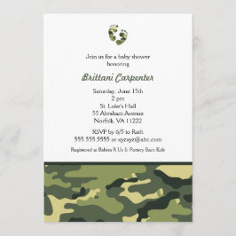 Invitación La ducha del camuflaje del verde del bebé invita a