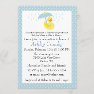 Invitación La ducha Ducky de goma del bebé invita - a