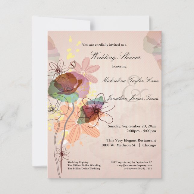 Invitación La ducha floral de la boda de la acuarela invita (Anverso)