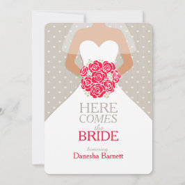 Invitación La ducha gráfica de novia con ramo rojo invita