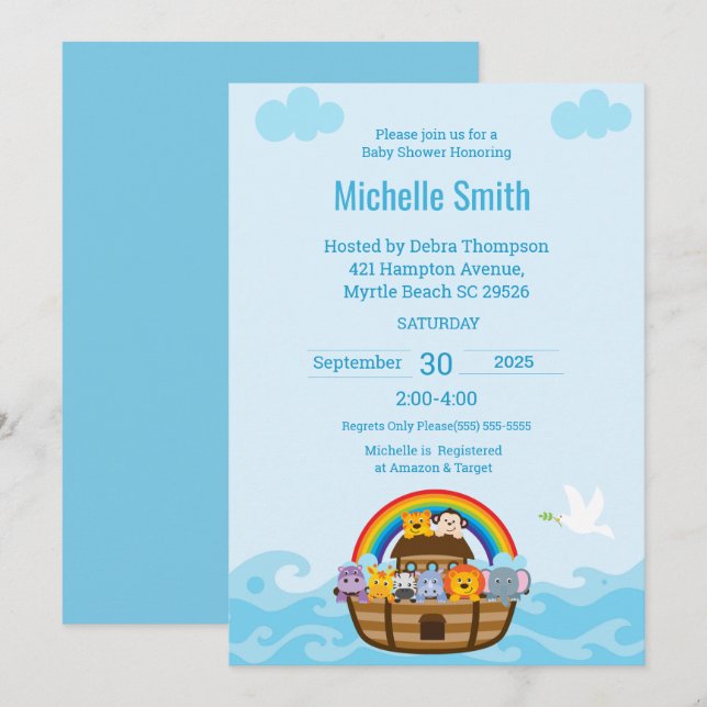 Invitación La ducha neutral de género del bebé árabe de Noah (Anverso / Reverso)