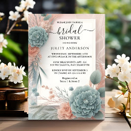 Invitación La ducha nupcial azul de Eucalyptus Lace Tulle
