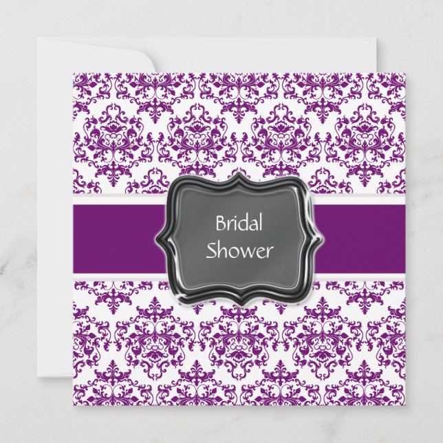 Invitación La ducha nupcial blanca púrpura personaliza (Anverso)