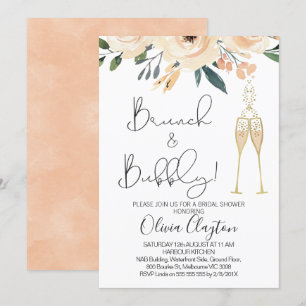 Invitación La ducha nupcial burbujeante del brunch floral de