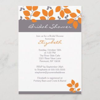 Invitación La ducha nupcial de la caída anaranjada elegante