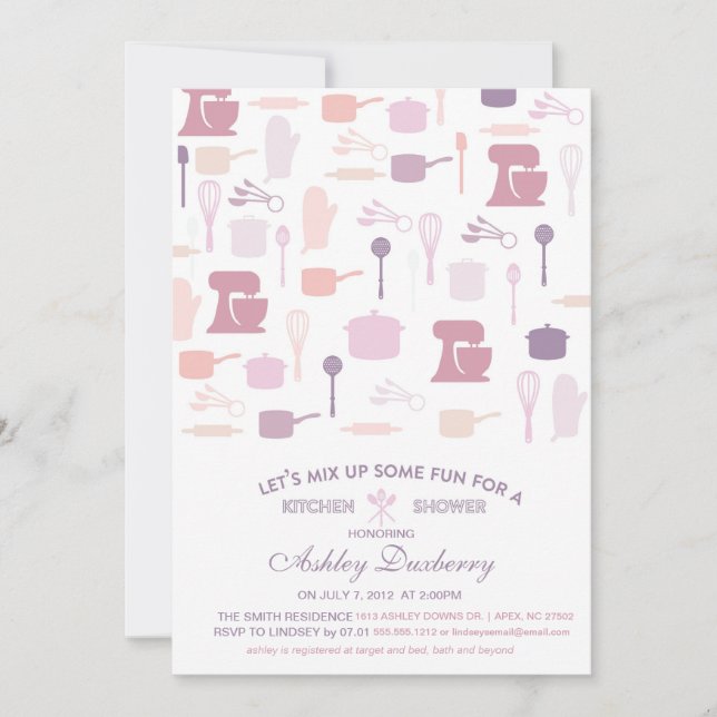Invitación La ducha nupcial de la cocina, almacena la cocina (Anverso)