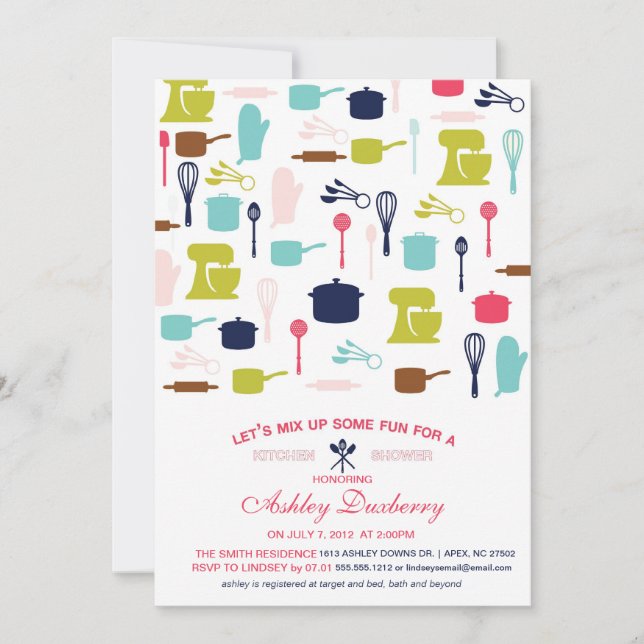 Invitación La ducha nupcial de la cocina, almacena la cocina (Anverso)