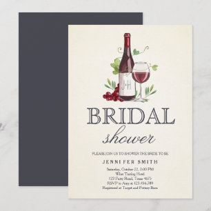 Invitación La ducha nupcial de la degustación de vinos invita