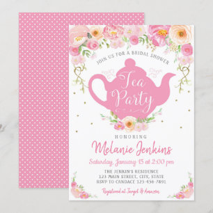 Invitación La ducha nupcial de la fiesta del té asperja la