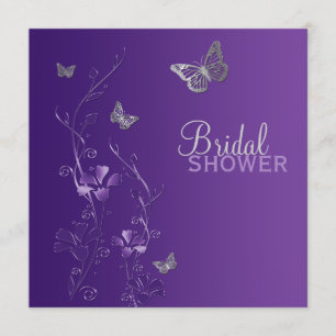 Invitación La ducha nupcial de la mariposa floral gris