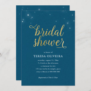 Invitación La ducha nupcial de la mirada azul del oro