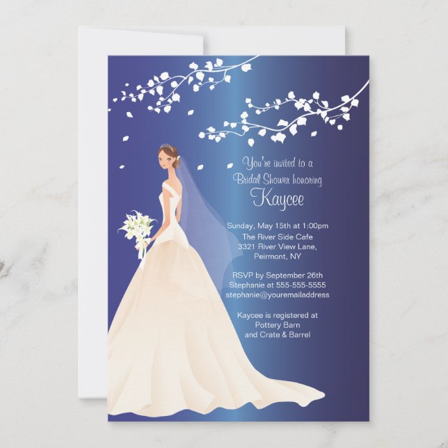 Invitación La ducha nupcial de la novia de moda del zafiro (Anverso)
