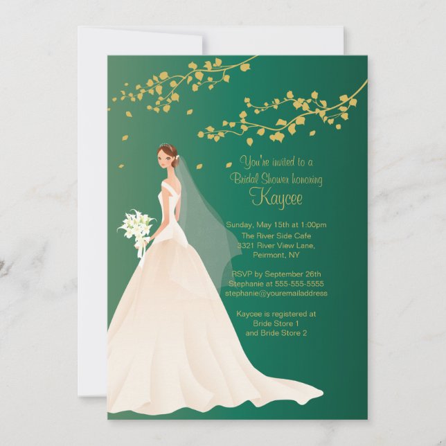 Invitación La ducha nupcial de la novia moderna del verde (Anverso)