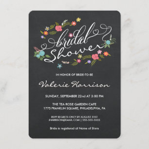 Invitación La ducha nupcial de la pizarra floral de la