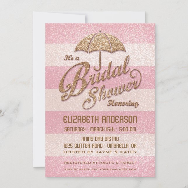 Invitación La ducha nupcial de las rayas intrépidas rosadas (Anverso)