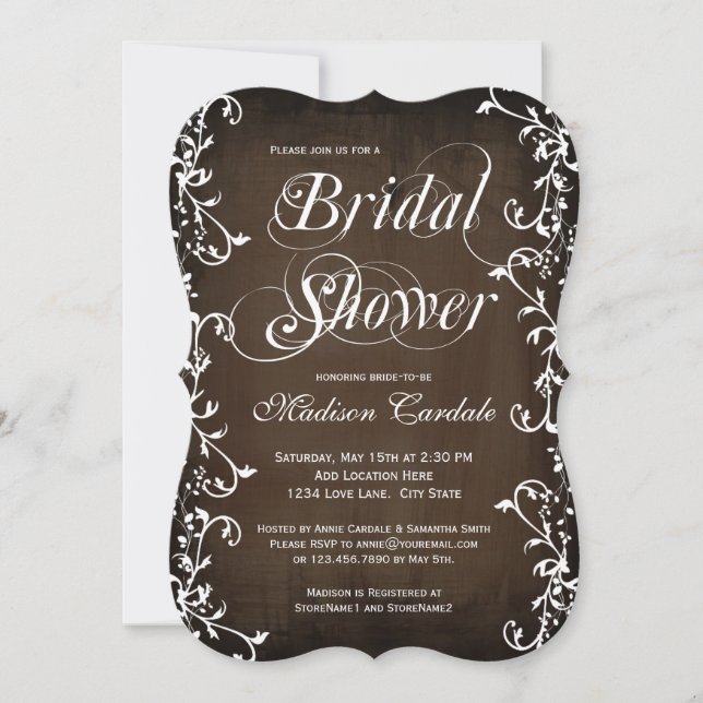 Invitación La ducha nupcial de las vides elegantes de Brown (Anverso)