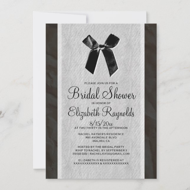 Invitación La ducha nupcial de lino del arco blanco negro del (Anverso)