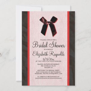 Invitación La ducha nupcial de lino del arco rojo negro del