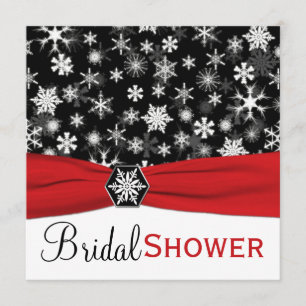 Invitación La ducha nupcial de los copos de nieve roja,